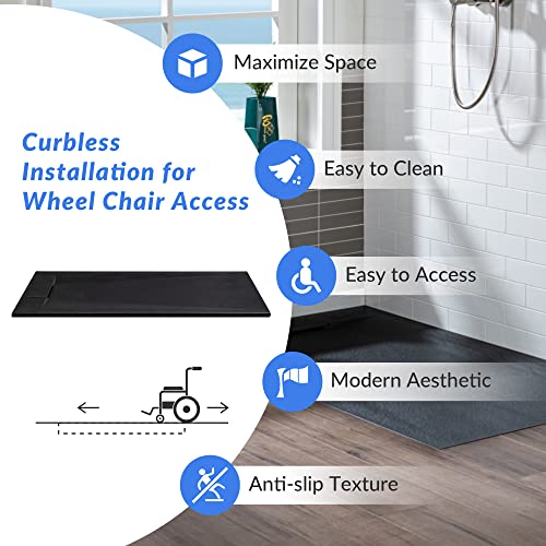 Woodbridge Sus-Bl-6036 Shower Base, 60"X36", Black #TOP3