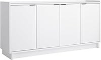 Prepac Simply Modern 4-Door White Console Table with Adjustable Shelves - Versatile Sideboard Storage Cabinet 60x30x16"