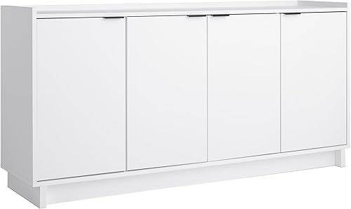 Miniatura 17 de Prepac Rustic Ridge - Mesa consola de 4 puertas con almacenamiento, armario de almacenamiento blanco lavado con puertas y estantes, armario de