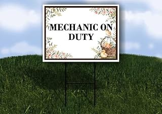 Mechanic On Duty Easter Spring Vintage Chicks Eggs Basket Brown Single Sided 18x24 in. Yard Road Sign w/Stand