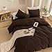 ECOCOTT Duvet Cover King Size -100% Washed Cotton Linen Like Textured Breathable Durable Soft Comfy Bedding Set with Zipper Closure & Corner Ties (Cocoa Brown, 104