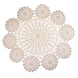 Farbe Beige FLAMEER Runde Beige Häkeln Baumwolle Spitzendeckchen Tischsets Tasse Matte