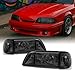 For Mustang Smoked Headlights Headlamps w/Corner & Parking Lights 6Pcs Complete Replacement Pair Set