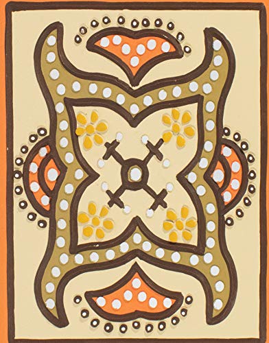 Image of Ethnics of Kutch Traditional Kutch Handicraft Mud-Mirrorwork Lippan Kam Wall Art (Water and Break Resistant) - Rectangle (24 Inch x 12 Inch) - (Cream - LKT-0403)