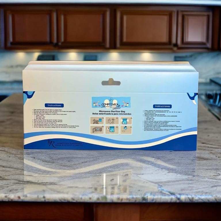 Miniatura 4 de Comfydaya Safeshield Bolsas esterilizadoras de vapor para microondas (8 unidades) para pezones de bebé, biberones, mordedores, partes de extractor