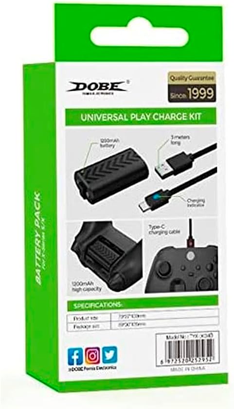 Bateria Recarregável Para Controle Xbox Series + Cabo USB 3 Metros C/LED
