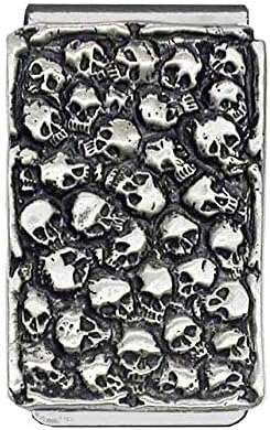 PCMJETSkull Heads' Pewter Panel Silver Tone Money Clip