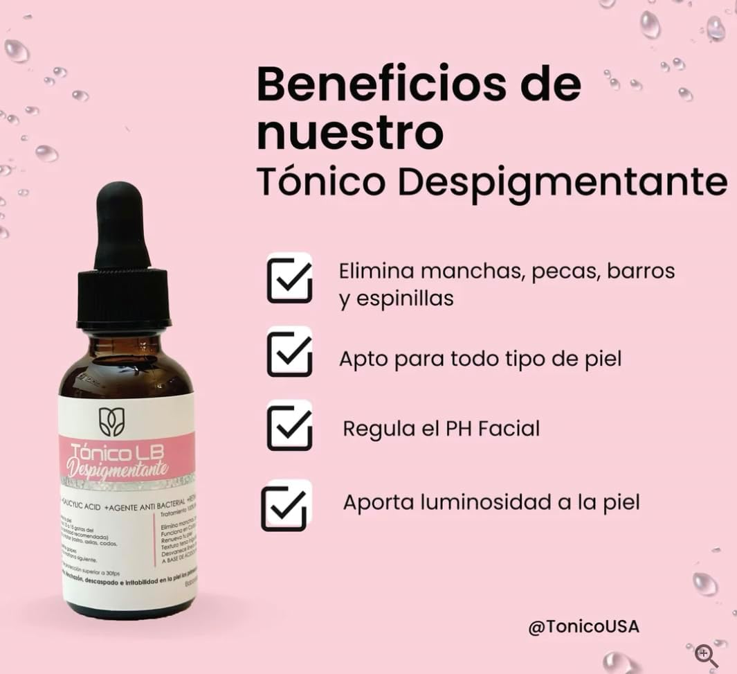 Generic Tonico Despigmentante LB *Elimina pecas, barros, paños, melasma*