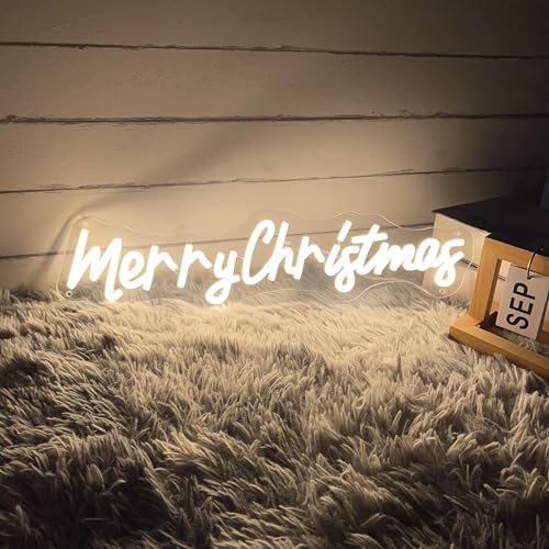 Image of Neon Sign Dimmable Merry Christmas LED Light Sign for Holiday Party Home Bar Decoration, USB Powerd Christmas Neon Light for Wall Decor Festival Celebration-50-12.9