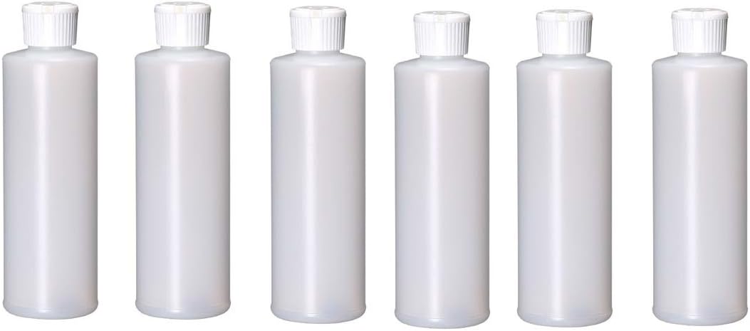 16 oz Plastic Flip Top Pour Spout Bottles - 6 Pack - for Essential Oils, Perfumes, Lotions