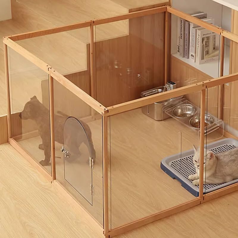 Clear Acrylic Plastic Dog Playpen Indoor,for Puppy Cat Rabbit Ferret Transparent Pet Pen,Easy Assemble Whelping Crate Kennel Cage Enclosure for Small & Medium Dogs.