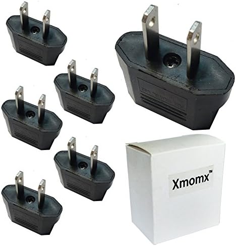 Xmomx 5 PCS EU Euro Europe to US USA Power Jack Wall Plug Converter Travel Adapter Adaptor