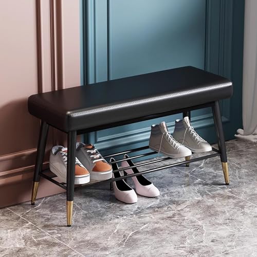 Banc de rangement entrée en métal noir pour optimiser vos espaces