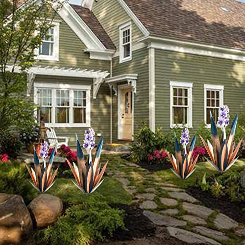 Jesokiibo 2Pcs Tequila Rustic Sculpture Metal Agave Plant Home Decor Rustic Hand Painted Metal Agave Garden Ornaments Outdoor Decor Figurines Home Yard Decorations Lawn Ornaments #TOP4