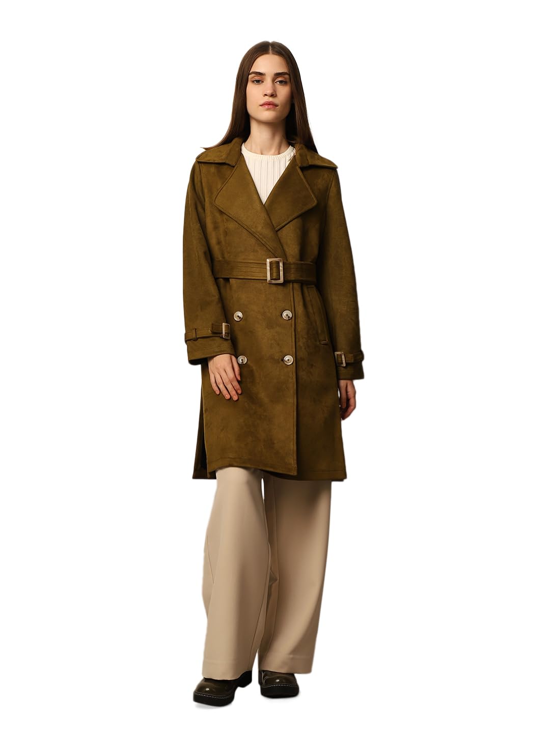 only Polyester Women's Standard Length A-Line Coat-picture-39