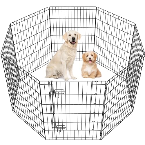 Image of Yaheetech 34 inch H 8-Panel Foldable Metal Dog Playpen Indoor Outdoor w /Door