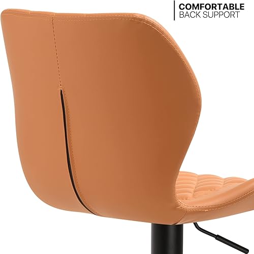 Miniatura 5 de MoNiBloom Moder - Juego de 2 taburetes de bar sin brazos, altura ajustable, de piel sintética, con respaldo de carcasa para el hogar, cocina,