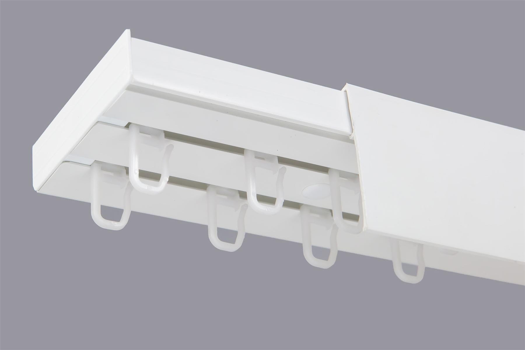 IANPAV Double Curtain Rail Track PVC Ceiling Set with Hooks and White Cover 240 cm
