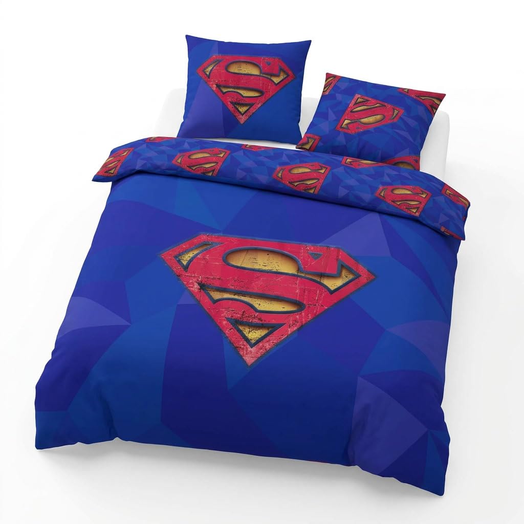 Superman Funda Nórdica Cama 150 240x220 + 2 Fundas Almohada 65x65 Azul