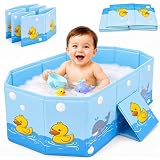 puiaxod Bañera plegable para niños, portátil de viaje para bebés con soporte...