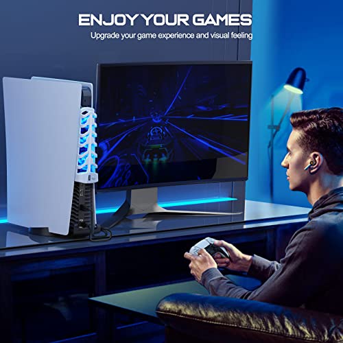 Euroa Cooling Fan, Efficient Cooling System With 5200Rpm Cooling Fans&Led Light Compatible With Playstation 5, Upgrade Accessories Cooler Fan Cooling Fan For Ps5 Console Disc&Digital Edition, Usb Hub #TOP6