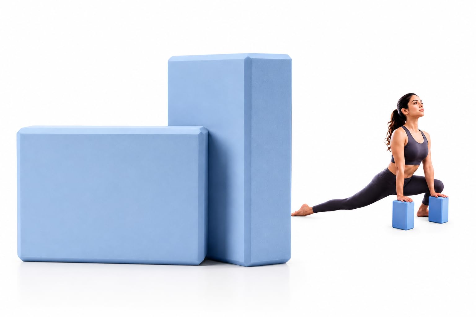 Yoga Block High Density EVA Foam Yoga Brick | Non-Slip Lightweight Exercise Block for Yoga, Pilates, Stretching, Balance Training, Flexibility, Meditation, Physical Therapy & Home Gym Workout (L Blue)-image-46
