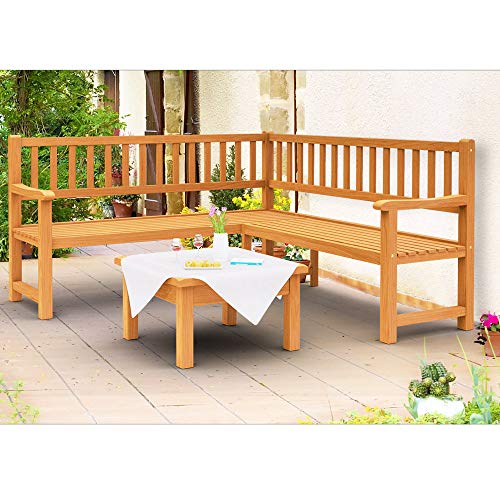 Deuba Wooden Garden Corner Bench Patio Outdoor Balcony Furniture Seat