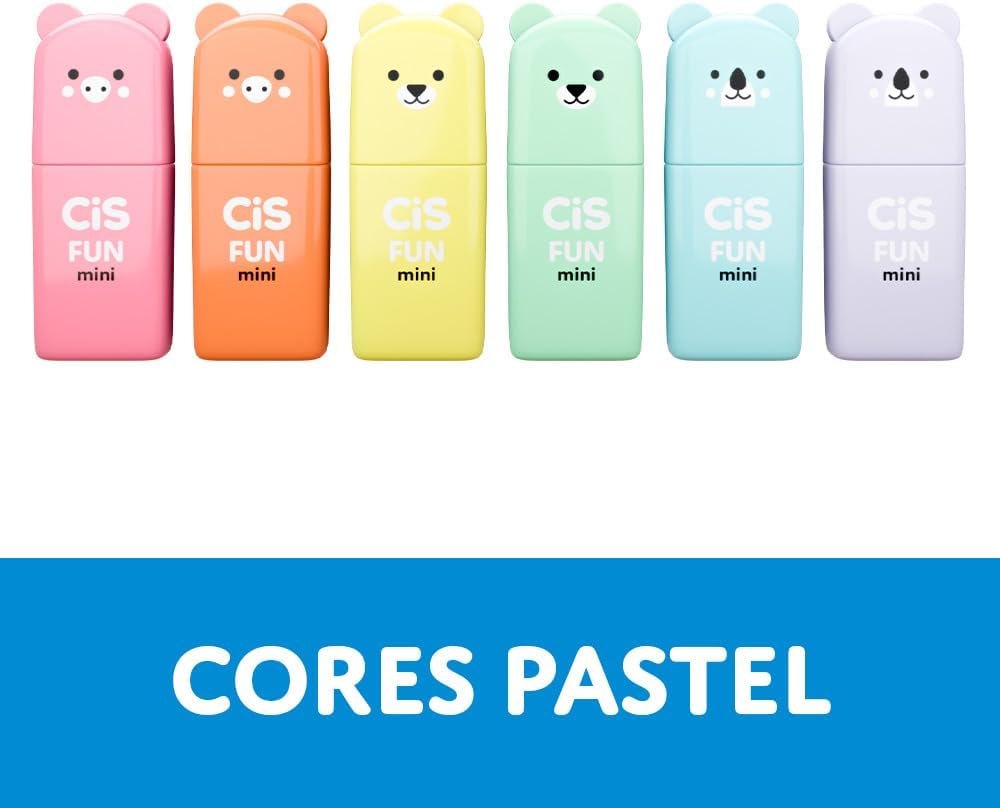 Marca Texto Fun Mini CIS - Estojo com 6 cores Pastel