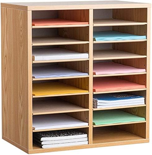 Adir Wooden Literature Organizer Sorter – Stackable Mail Craft Paper Storage Holder with Removable Shelves for Office, Classrooms, and Mailrooms Organization (16 Compartment, Medium Oak) Adir Wooden Literature Organizer Sorter – Stackable Mail Craft Paper Storage Holder with Removable Shelves for Office, Classrooms, and Mailrooms Organization (16 Compartment, Medium Oak)
