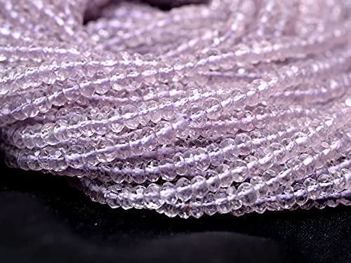 Kashish Gems & Jewels AAA+ Pink Amethyst Gemstone 3 mm - 4 mm Rondelle Faceted Beads | 13 Inch Strand | Natural Pink Amethyst Hand-Cut Semi-Precious Stone Beads for Jewellery, Gemstone, Amethyst2