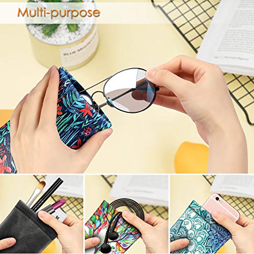 Image of FINTIE Soft Eyeglasses Case with Cleaning Cloth, Portable Squeeze Top Vegan Leather Glasses Pouch, Sunglasses Eyewear Bag