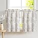 jinchan Floral Scroll Printed Linen Tiers Curtains Pole Top Ikat Flax Textured Medallion Design Jacobean Floral Curtains Retro Living Room Window Treatments Grey 24 Inch Long 2 Panels