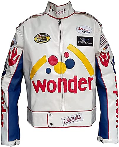 Men Ricky Bobby Wonder White Faux Leather Jacket