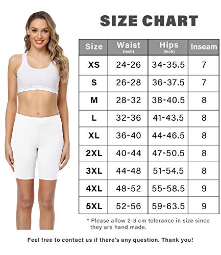 Wirarpa Womens Anti Chafing Cotton Underwear Boy Shorts Bike Yoga Short Leggings Long Leg 3 Pack White Large #TOP4