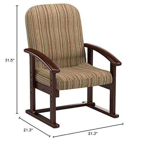 Yamazen Kmzc-55(Vs1) High Floor Chair, Reclining (Backrest), High Legs, Middle Back, Easy To Sit, Adjustable Height, Backrest Fits Your Waist, Wobble-Free, Finished Product, Stripe/Dark Brown #TOP5