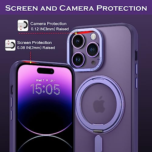 Telaso Magnetic Case for iPhone 14 Pro Max Case, [Compatible with MagSafe] with 360° Rotatable Ring Stand Slim Shockproof Protective Phone Cases for iPhone 14 Pro Max 6.7", Purple - Image 4