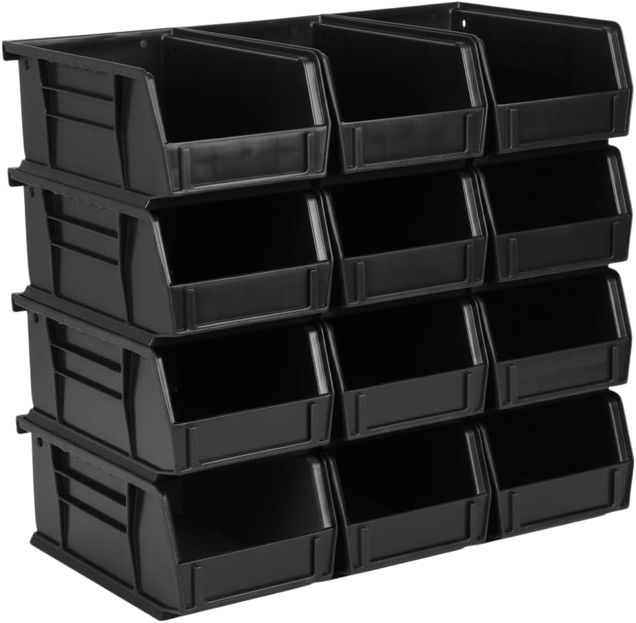 Hudson Exchange 7-1/2" x 4" x 3" (24 Pack) Plastic Stackable Storage Bin and Hanging Container, Stone