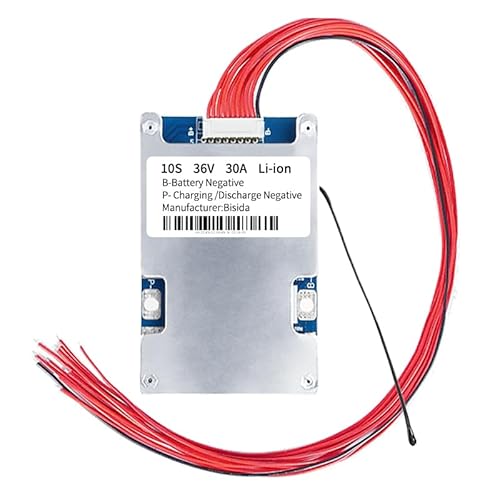 Bisida BMS 10S 36V Li-ion Battery Management System PCB Protection Board with Balance Wire and NTC,Ten Functional protections (10S 36V 30A)