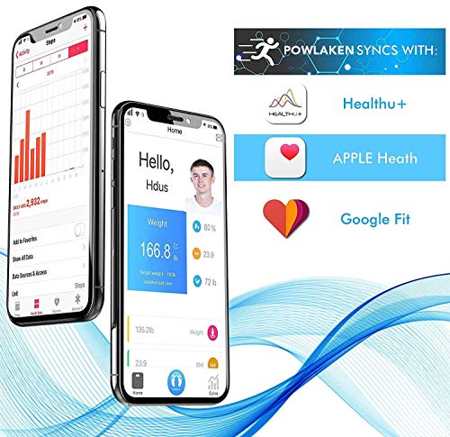 Powlaken Body Fat Scale Smart BMI Scale Digital Bathroom Wireless Weight Scale, Body Composition Analyzer with Smartphone App sync with Bluetooth App for Water, Muscle Mass (400 lbs)