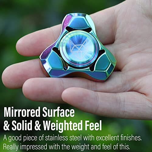 Image of FREELOVE Premium Metal Fidget Spinner for Adults, Stainless Steel Heavy Silent Spinner with Precision Bearing, Small Office Desk Toy & EDC for Stress Relief Focus ADHD, Rainbow