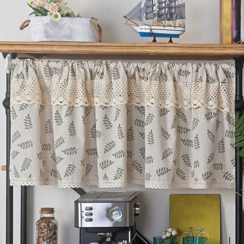 Generico Tende a Vela e da Bistrot, W145*H94cm, Multifunzionali, Tenda per Finestra, Tenda Corta, Cotone e Lino, Stile Country, Blackout, per Cucina