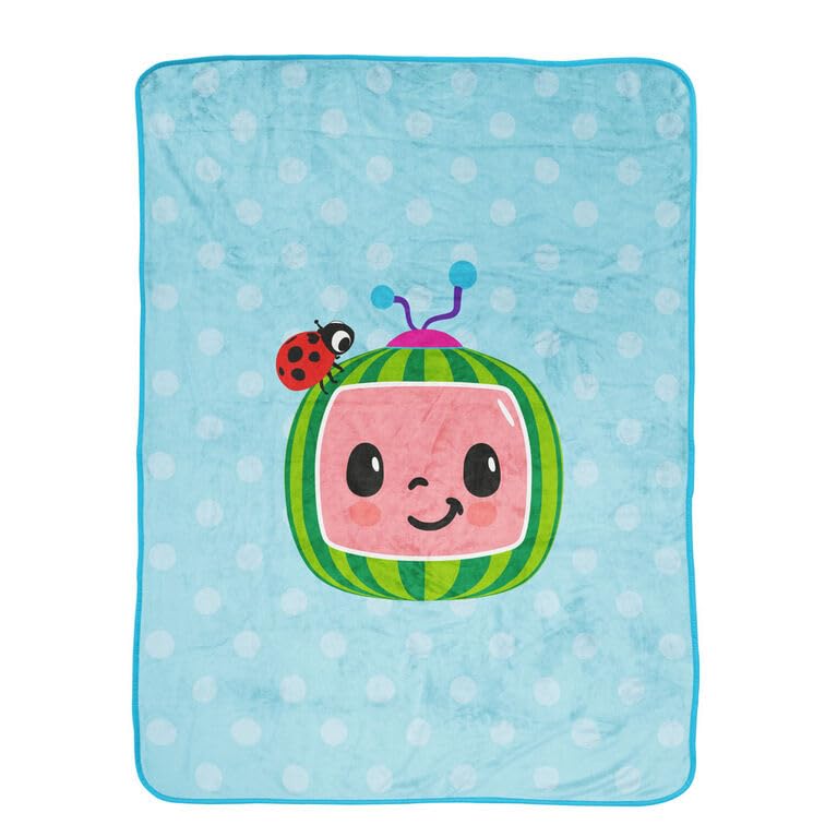 Jay Franco CoComelon Plush Throw Blanket for Kids Soft Fleece Polyester Throw 46 x 60 in Cozy Blanket for Bedroom Couch Travel Daycare Sleepovers Blue Moonbug Design