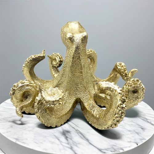 Estatua de pulpo vintage dorada de resina miniatura 7