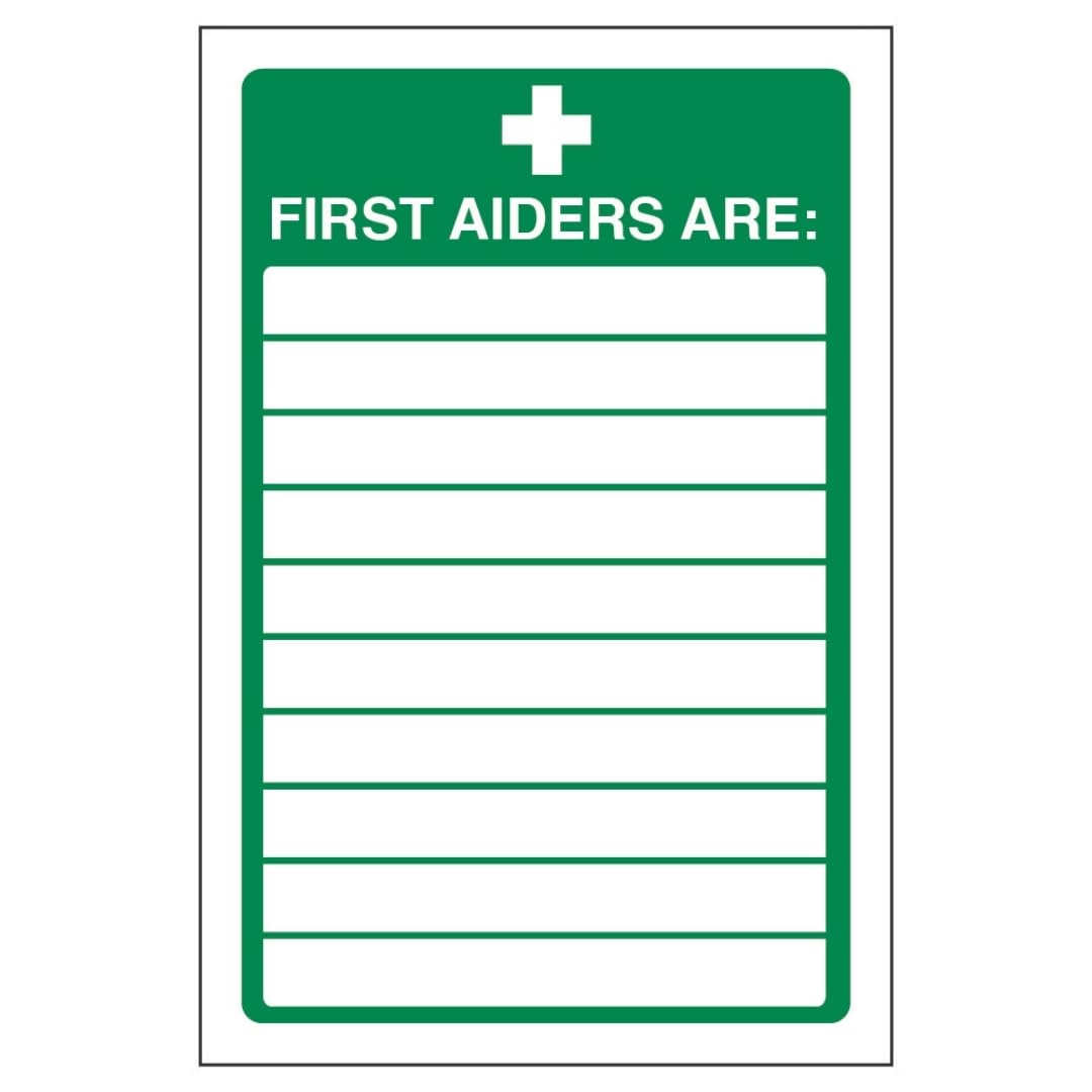 V Safety First Aiders 200 x 300 mm - 2mm Super-Tough Rigid Plastic Safety Sign