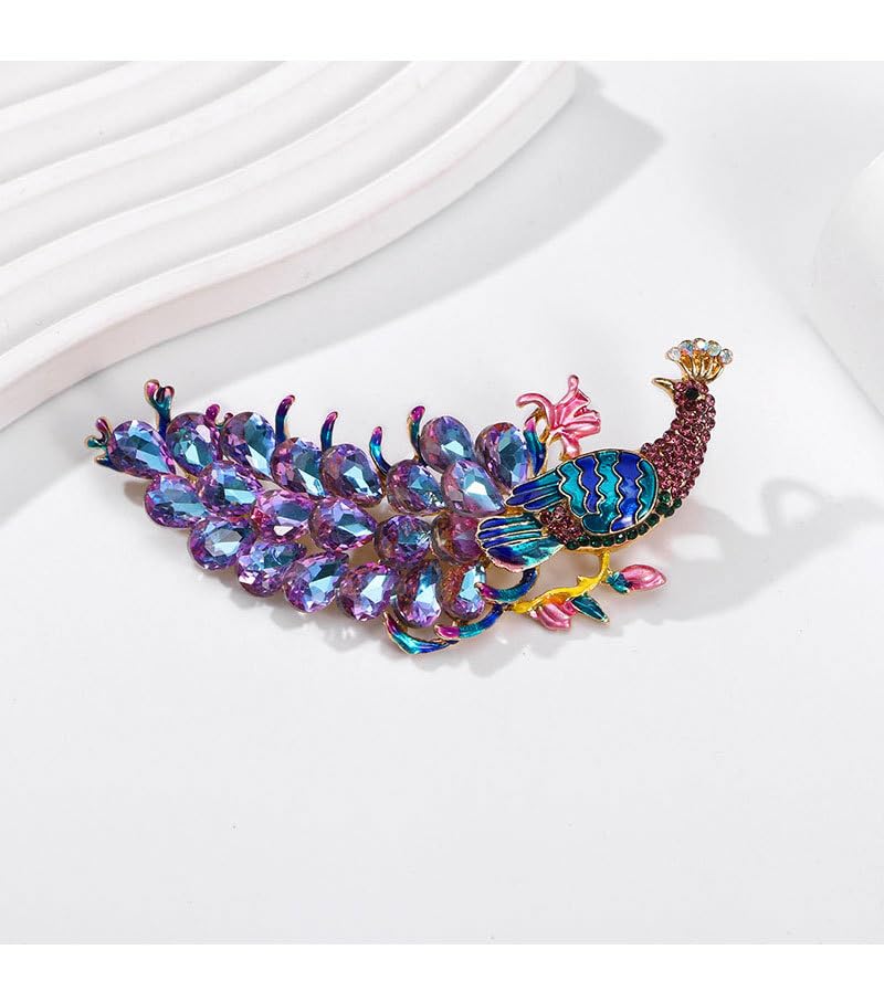 Image of Rhinestone Peacock Animal Brooch Pins for Women Bird Fashion Brooch Costume Accessories Suit Sweaters Dresses Jackets Wedding Christmas Birthday Holiday Thanksgiving Jewelry Gifts