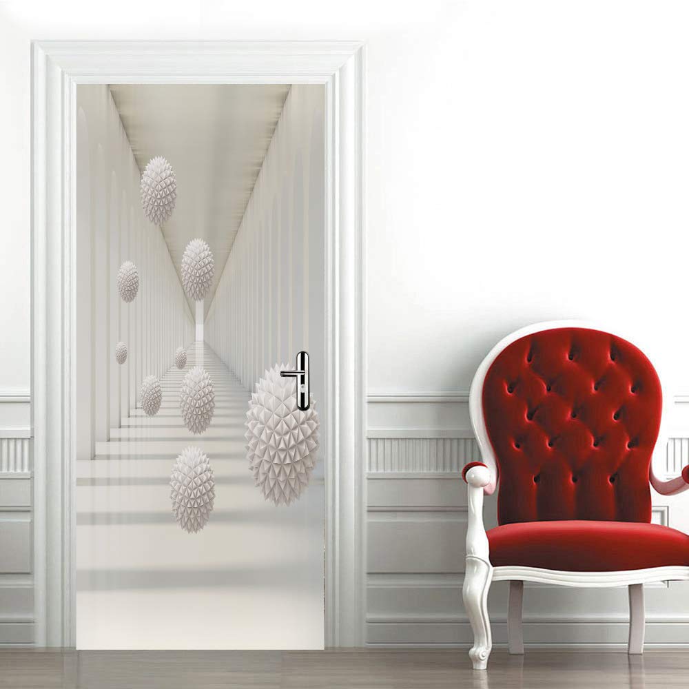 Papier peint de porte 3D imperméable et amovible autocollant trompe l'oeil