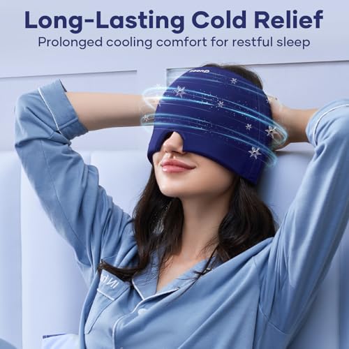 Image of Qnoon Migraine Relief Cap, Headache Relief Cap Mask Products, Cooling Odorless Gel Ice Head Wrap for Tension, Stress,Hangover & Puffy Eyes