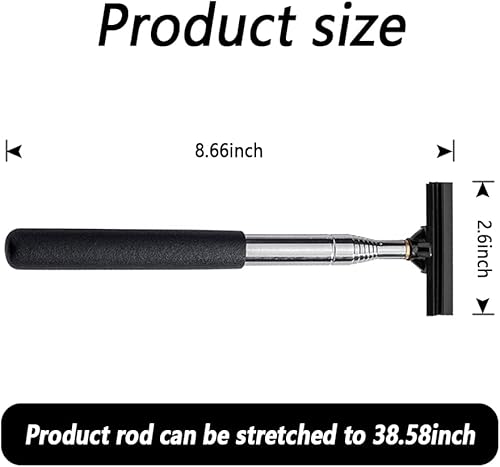 Miniatura 2 de Escobilla telescópica ajustable para espejo retrovisor de automóvil (8 a 38.6 pulgadas), herramienta de limpieza de agua multiusos para espejo de