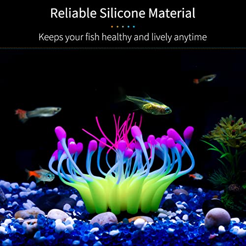 Uniclife Glowing Effect Gooseneck Coral Artificial Decoration Silicone Ornament For Fish Tank Aquarium, Yellow #TOP2