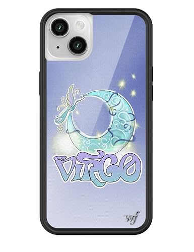 Wildflower Cases - Compatible with iPhone 14 Plus| Protective Black Bumper, 6.5ft Drop Test Certified, Women Owned Small Business | Purple Trendy Zodiac Blue Moon Cute Stars | Virgo